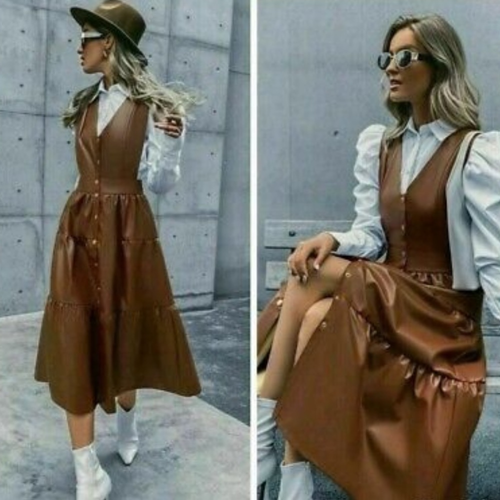 Zara Leather dress, size M